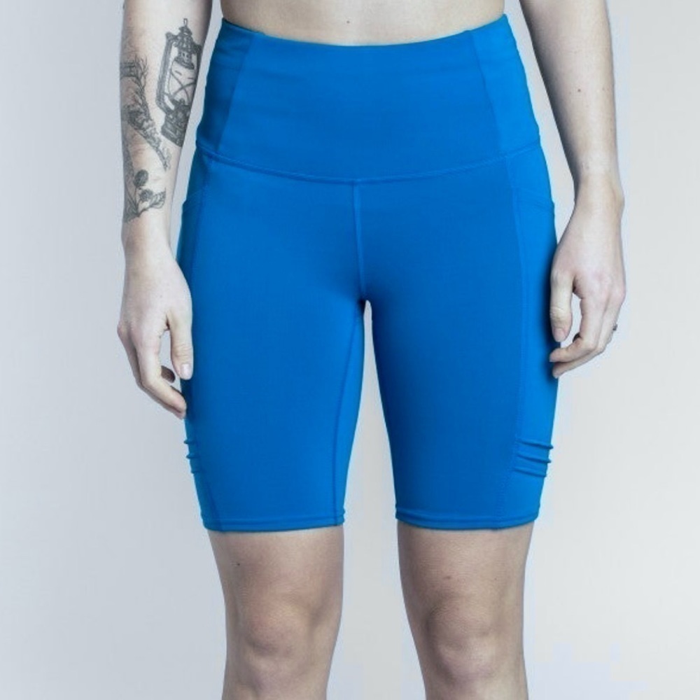 Oiselle Long Pocket Jogger Shorts Pacific Blue Color Women's Size 2 Side Pockets